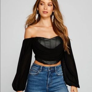 Black corset cropped top